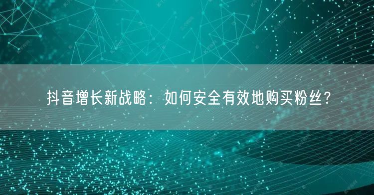 抖音增长新战略：如何安全有效地购买粉丝？