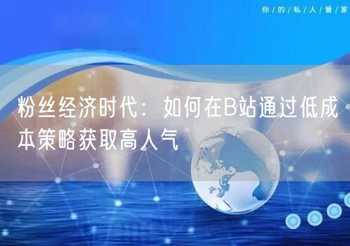 粉丝经济时代：如何在B站通过低成本策略获取高人气