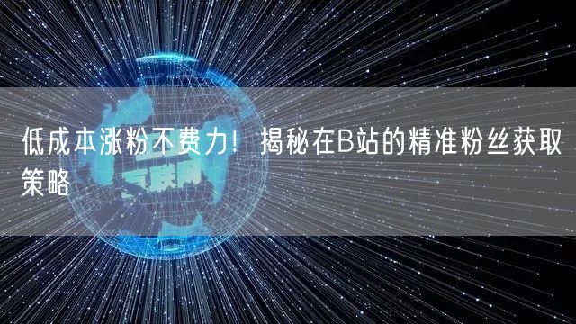 低成本涨粉不费力！揭秘在B站的精准粉丝获取策略