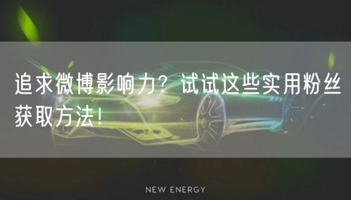 追求微博影响力？试试这些实用粉丝获取方法！