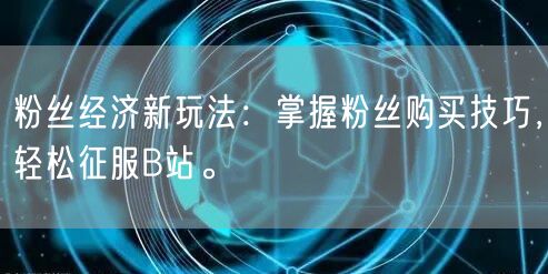 粉丝经济新玩法：掌握粉丝购买技巧，轻松征服B站。