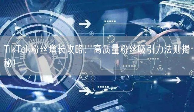 TikTok粉丝增长攻略:高质量粉丝吸引力法则揭秘!