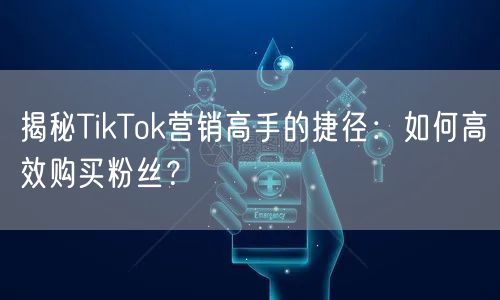 揭秘TikTok营销高手的捷径：如何高效购买粉丝？
