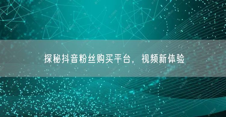 探秘抖音粉丝购买平台，视频新体验