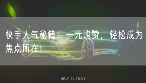 快手人气秘籍：一元购赞，轻松成为焦点所在！