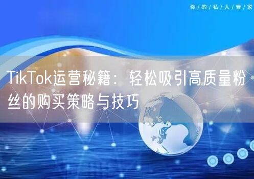 TikTok运营秘籍：轻松吸引高质量粉丝的购买策略与技巧
