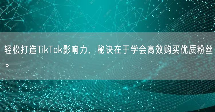 轻松打造TikTok影响力，秘诀在于学会高效购买优质粉丝。