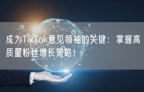 成为TikTok意见领袖的关键：掌握高质量粉丝增长策略！