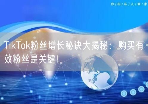 TikTok粉丝增长秘诀大揭秘：购买有效粉丝是关键！
