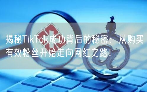 揭秘TikTok成功背后的秘密：从购买有效粉丝开始走向网红之路！