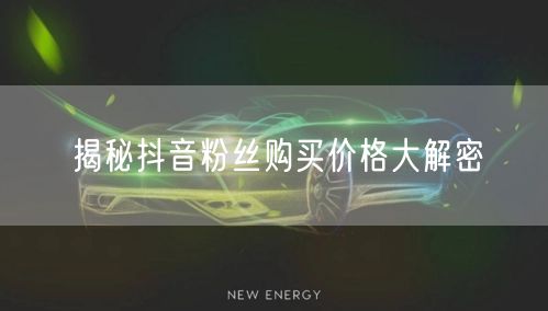 揭秘抖音粉丝购买价格大解密