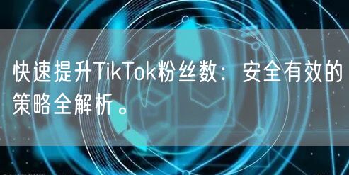 快速提升TikTok粉丝数：安全有效的策略全解析。