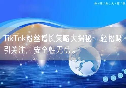 TikTok粉丝增长策略大揭秘：轻松吸引关注，安全性无忧。