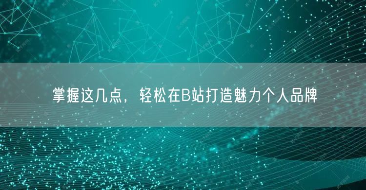 掌握这几点，轻松在B站打造魅力个人品牌
