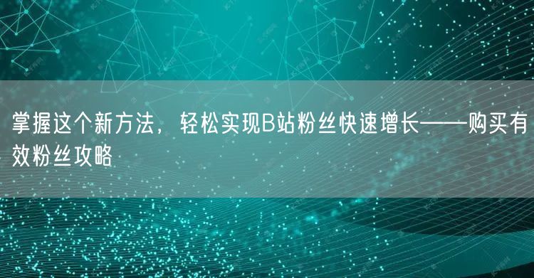 掌握这个新方法，轻松实现B站粉丝快速增长——购买有效粉丝攻略