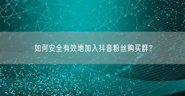 如何安全有效地加入抖音粉丝购买群？