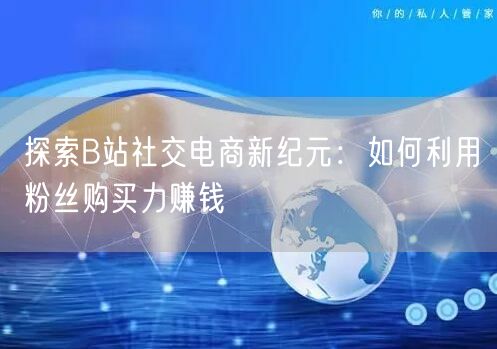 探索B站社交电商新纪元：如何利用粉丝购买力赚钱