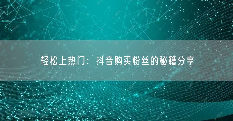 轻松上热门：抖音购买粉丝的秘籍分享
