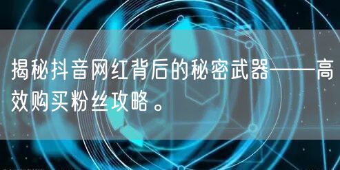 揭秘抖音网红背后的秘密武器——高效购买粉丝攻略。
