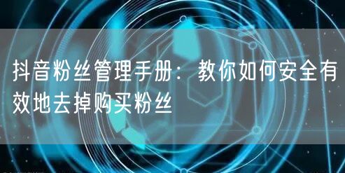 抖音粉丝管理手册：教你如何安全有效地去掉购买粉丝