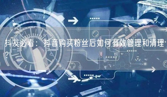 抖友必看：抖音购买粉丝后如何有效管理和清理？