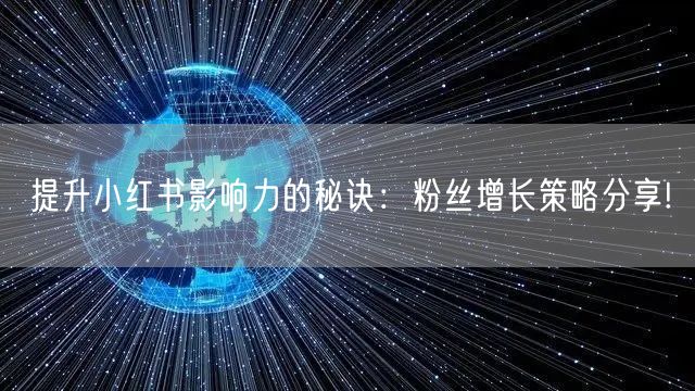 提升小红书影响力的秘诀：粉丝增长策略分享!