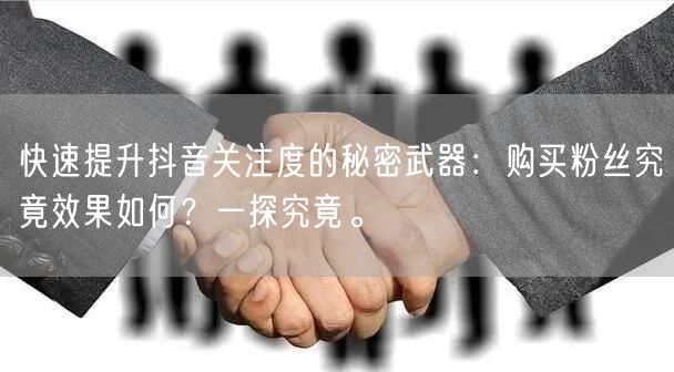 快速提升抖音关注度的秘密武器：购买粉丝究竟效果如何？一探究竟。
