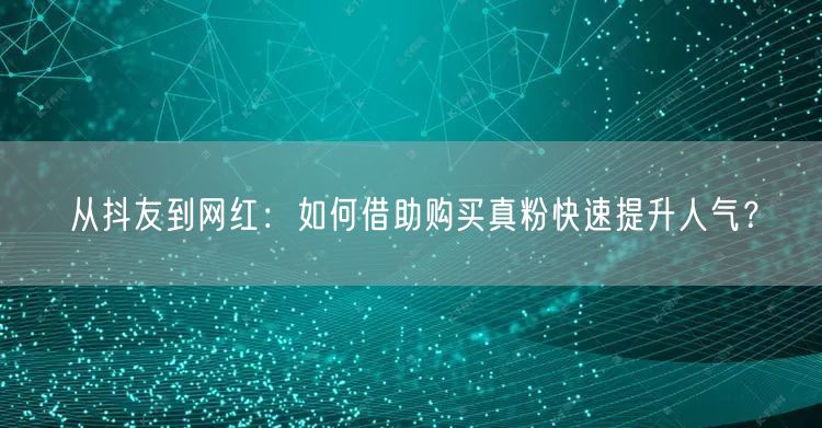 从抖友到网红：如何借助购买真粉快速提升人气？