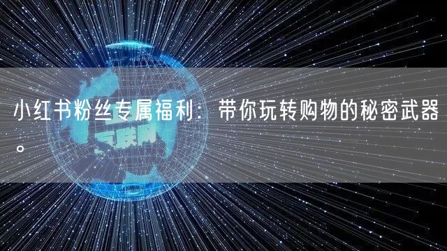 小红书粉丝专属福利：带你玩转购物的秘密武器。