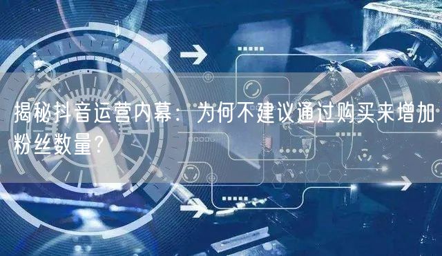揭秘抖音运营内幕：为何不建议通过购买来增加粉丝数量？