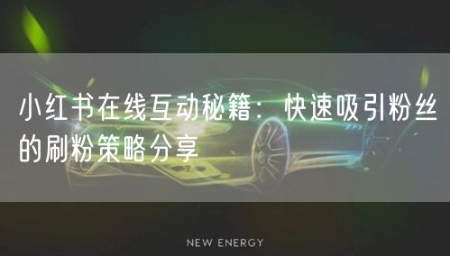 小红书在线互动秘籍：快速吸引粉丝的刷粉策略分享