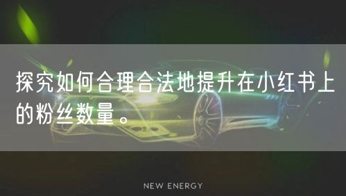 探究如何合理合法地提升在小红书上的粉丝数量。