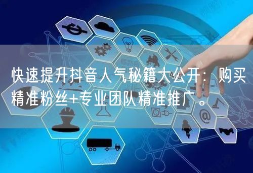快速提升抖音人气秘籍大公开：购买精准粉丝+专业团队精准推广。