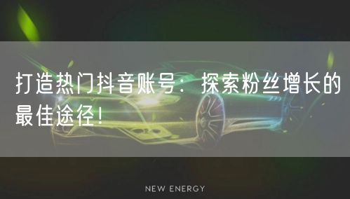 打造热门抖音账号：探索粉丝增长的最佳途径！