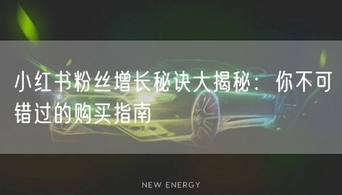 小红书粉丝增长秘诀大揭秘：你不可错过的购买指南