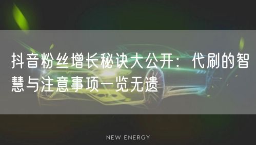 抖音粉丝增长秘诀大公开：代刷的智慧与注意事项一览无遗