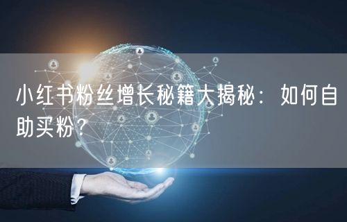 小红书粉丝增长秘籍大揭秘：如何自助买粉？