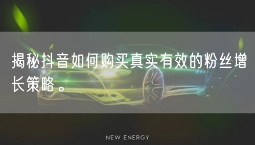 揭秘抖音如何购买真实有效的粉丝增长策略。