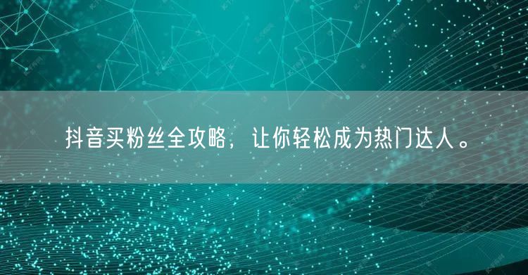 抖音买粉丝全攻略，让你轻松成为热门达人。