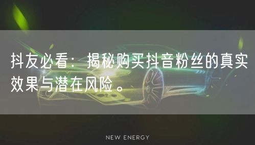 抖友必看：揭秘购买抖音粉丝的真实效果与潜在风险。